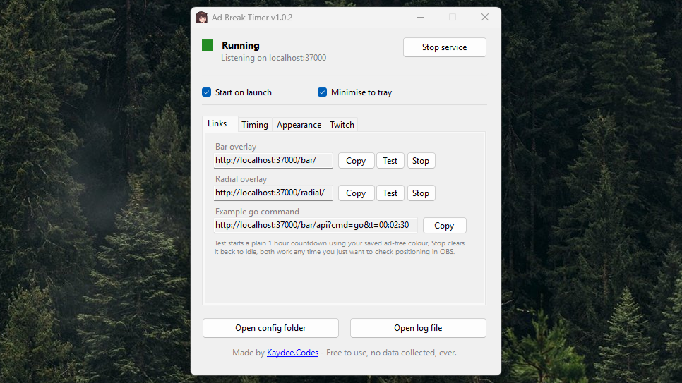 Ad Break Timer overlay screenshot